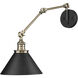 Edward 25.5 inch 60 watt Matte Black/Vintage Brass Swing Arm Sconce Wall Light